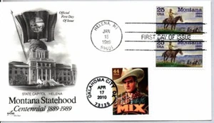 #2401 MONTANA STATEHOOD, #4447 COWBOYS OF THE SILVER SCREEN TOM MIX NAKANO FDC - Picture 1 of 1