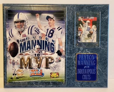Peyton Manning Superbowl XLI MVP blue marble wall plaque - 99 Edge Card Cover