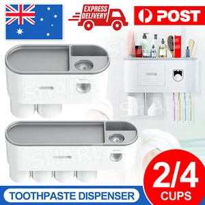 Multifunctional Toothbrush Holder Magnetic Cup Automatic Toothpaste Dispenser OZ - Picture 1 of 13