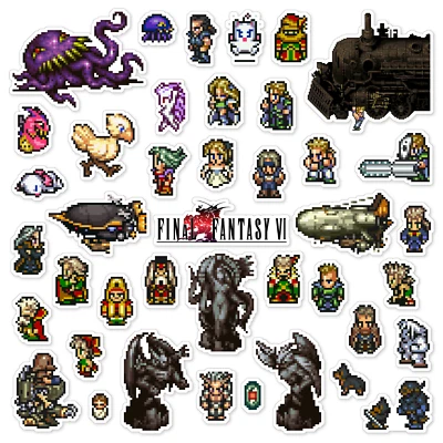 HANDMADE Final Fantasy VI 6 Stickers FF 6 VI Nintendo SNES Pixel Art 41 Sticker Pack