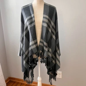 SIIZU Causebox Damen Karo Fransen Halstuch Schal Stola Schwarz Kuschelig OS - Bild 1 von 7