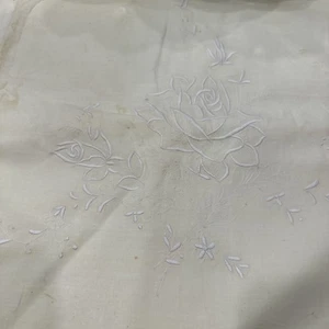 Vtg Embroidered Rose Lace Bed Sheet Set Ivory –Flat Sheet+Pillowcases+pillowsham - Picture 1 of 17