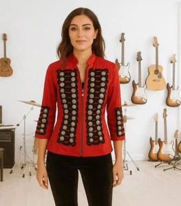 Military parade Red Chiquita Black Braiding gold J V N musician Jacket Band 4 - Picture 1 of 10