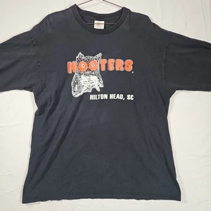 Camisa Hooters XL Hilton Head 1995 vintage, negra más que boca hecha en EE. UU. - Imagen 1 de 11