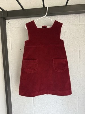 EUC Papo d'Anjo Corduroy Shift Dress GIRLS SIZE 6 Brick Red Lined Cotton - Image 1 of 4