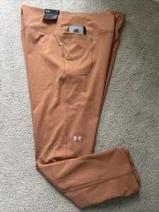 Under Armour Women's 2X High Rise Compression Ankle Leggings Brown Side Pockets - Picture 1 of 6