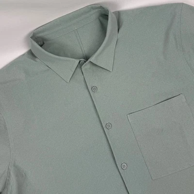 Мужская рубашка-поло Lululemon с коротким рукавом текстурированная светло-зеленая размер XXL - Изображение 1 из 4