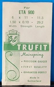 WB1g: NOS Trufit Mainspring for ETA 900 6x11-11.5 1.50x.10-29.2 Swiss Made - Picture 1 of 1