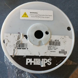 Phillips 2-404 Black Parallel Wire 2 Conductor 10 AWG Wires are Black White 100' - Picture 1 of 3
