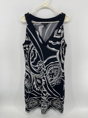 Vestido sin mangas White House Black Market para mujer talla mediana negro blanco floral Foto 1 de 4