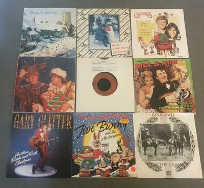 Job lot of 19 x Christmas 7" singles BAND AID JONA LOUIE GREG LAKE SLADE - Image 1 of 3
