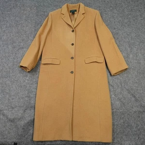 Vintage Ralph Lauren Coat Womens Size 14 Camel Hair Overcoat USA Made Long Luxe - Picture 1 of 14