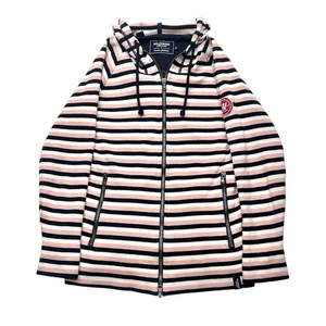 Holebrook Sweden Women’s Windproof Striped Hoodie Jacket Size M Zip Up Preppy - Picture 1 of 17