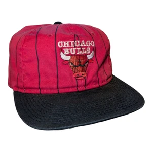 90s Chicago Bulls Pin Stripe snapback hat - Picture 1 of 5