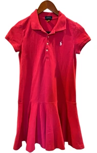 Polo Ralph Lauren Stretch Mesh Polo Shirt Dress Girls LG 12-14 Pink Preppy - Picture 1 of 4