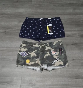 No Boundaries Junior Mädchen abgeschnittene Shorts Größe 11 Camouflage Patchwork Sterne Paket 2 - Bild 1 von 11