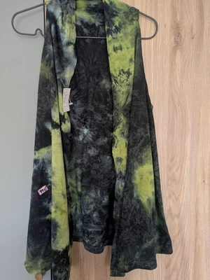 Tie Die Waist Coat Green Hippy Sleeveless Top One Size Soft Cotton - Image 1 of 4