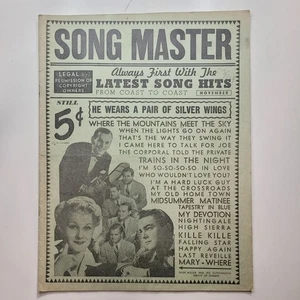 Song Master Magazine November 1942 Lyrics Guide Musicians Stars Billboard Hits - Picture 1 of 8