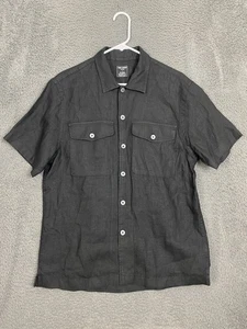 Camisa Todd Snyder Para Hombres M Baird McNutt Suave Lino Irlandés Abotonada Negra - Imagen 1 de 6