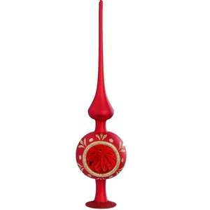 Inge Glastropfen Reflexionen rot matt deutsches Glas Christbaumspitze 13 Zoll - Bild 1 von 1