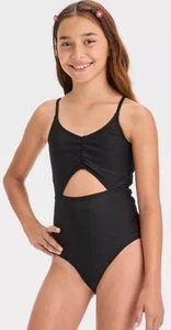 NWT Girl’s Art Class Black One Piece Swimsuit Bathing Suit Size S 6/7 - Picture 1 of 6