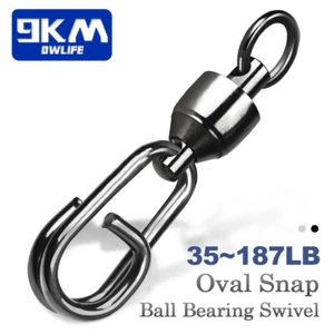 Black Ball Bearing Swivel with Snap 25~100Pc Stainless Split Ring Lure Connector - Picture 1 of 18