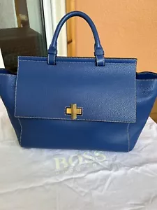 BOSS Hugo Boss Luxus Damen Leder Tasche Henkeltasche Blau Gr. XL - Bild 1 von 7