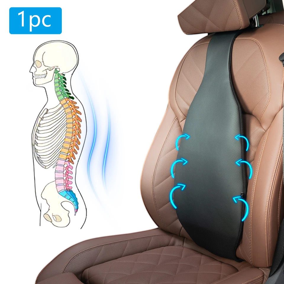 Soporte para respaldo de asiento de coche de cuero PU respaldo soporte lumbar cojín cintura almohada Foto 1 de 4
