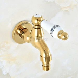 Goldfarben Messing Keramik Griff Waschmaschine Wasserhahn/Garten Wasserhahn 8av147 - Bild 1 von 6
