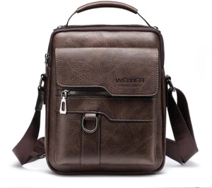 Zipper Buckle Leather Messenger Bag Crossbody Shoulder Bag Vintage Handle Bags - Picture 1 of 6