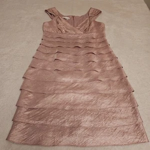 London Times Pink Lined Tiered Ruffle Sheath Dress Sz 8 EUC - Picture 1 of 10