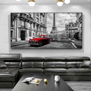 Paris Street View Eiffel Tower Poster Canvas Painting Landscape Wall Art Picture - Picture 1 of 5