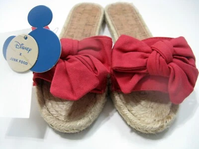 Disney Mickey Mouse Comida Chatarra Niñas Alpargata Tobogán Arco Rojo Talla 2 Nuevo con Etiquetas Foto 1 de 4