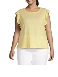 a.n.a new approach Blouse with ruffled sleeves Size 1X Yellow Breeze ($32) - Picture 1 of 8