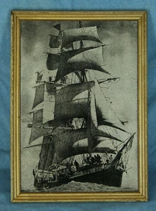 Clipper Sail Ship Metal Embossed Art Print Magnesium Engraving Plate FRAMED - Picture 1 of 7