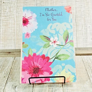 American Greetings Mother's Day Card Large Grateful Blue Pink Floral Glitter - Picture 1 of 10
