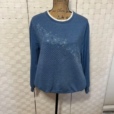 Sudadera Acolchada Alfred Dunner Adornada Pullover Top Azul XL Foto 1 de 4
