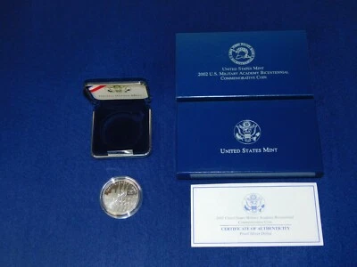 US MINT 2002 US MILITARY ACADEMY WEST POINT BICENTENNIAL SILVER PROOF COIN W/COA - Image 1 of 4