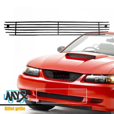 Fits 1999 - 2004 Ford Mustang V6/V8 GT Billet Grille Black Bumper Grill Insert - Image 1 of 4