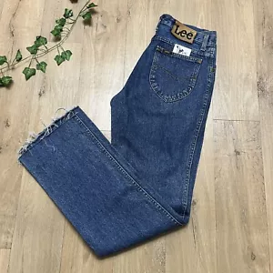 VINTAGE MEN'S LEE RIDERS JEANS SIZE W32 L34 BLUE DENIM RAW FRAYED HEMS (jc100) - Picture 1 of 8