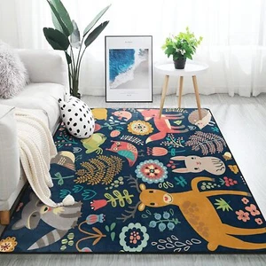 ALAZA Forest Owl Deer Hedgehog Fox Area Rug Rugs for 7'x5', Multi Color - Picture 1 of 8