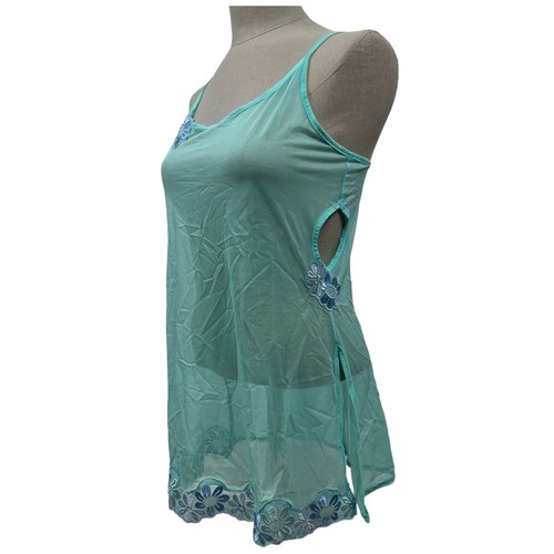 UNDERCOVER Abito slip vintage Y2K Victoria's Secret in maglia trasparente turchese blu fata taglia M