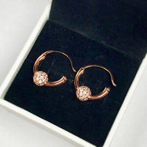 PANDORA Pave Bead Hoop Rose Gold Earrings - 288294CZ