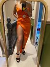 RP £1700 BNWT Alessandra Rich orange silk asymmetrical dress. Size 44