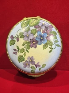 Ashley Copper English Enamels Flowers Trinket Box - Picture 1 of 7