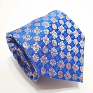 Tasso Elba Men's Silk Necktie Blue Geometric Pattern Jacquard Fabric 58x4" - Picture 1 of 5
