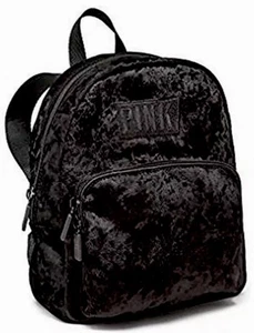 Victoria’s Secret PINK Luxe Velvet MINI Backpack School Black Velvet - Picture 1 of 4