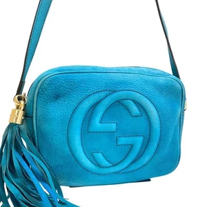 Borsa a tracolla Gucci Soho nappa scamosciata nabuk blu autentica - Foto 1 di 24