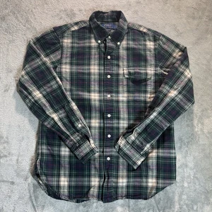 Camisa Polo Ralph Lauren Franela Para Hombre Pequeña Calce Clásico A Cuadros Botones Verde - Imagen 1 de 9