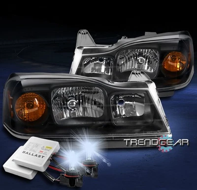 FOR 06-07 SATURN VUE CRYSTAL STYLE BLACK HEADLIGHTS HEADLAMPS LAMP W/8K HID KIT - Image 1 of 4